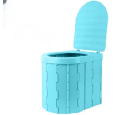 Imagem de Vaso sanitário simples e portátil dobrável Fácil de montar com tampa Suprimentos de prevenção de desastres 180 kg com gancho de papel higiênico Uso de emergência Uso de desastres Falta de água Leve e