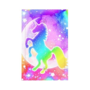 Imagem de Unicórnio infantil colorido arco-íris 1 gangue placas de parede sem dispositivo luz interruptor capa interruptor placa elétrica decorativa decoração quarto