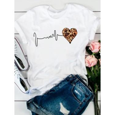 Imagem de Camiseta Feminina Básica Estampa Onça Algodão Moderna Tendência - Nobr