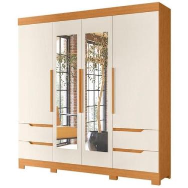 Imagem de Guarda Roupa Vivacce com Espelho 4 Portas Cinamomo/Off White - ABZ - A