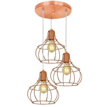 Imagem de Lustre Pendente Triplo Aladim Aramado Cobre