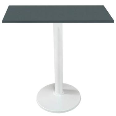 Imagem de Mesa Zeta Ferro Branco 75 cm (Alt) Disco Redondo Tampo MDP Quadrado 80