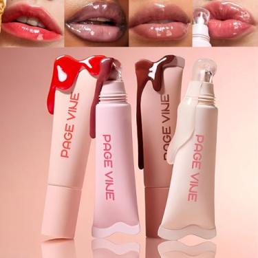 Imagem de Bekoeen Conjunto De 4 Gloss Labiais Hidratantes, Geleia Labial Com Cor Brilhante, Batom Líquido Nude Com Acabamento Brilhante Para Tratamento Labial, Para Meninas E Mulheres