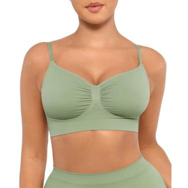 Imagem de FeelinGirl Sutiã feminino com suporte confortável, sem aro, sutiã diário sem costura, Verde menta, XGG
