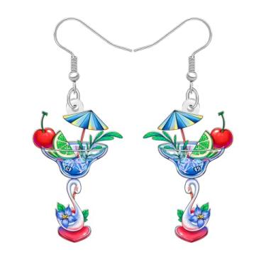Imagem de DALANE Brincos de acrílico engraçados com pingente de margarita de frutas tropicais do Havaí, lindos acessórios de joias de verão, presentes de praia para mulheres amantes de praia, festas de férias