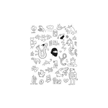 Imagem de Tatuagem semipermanente, estilo desenho animado, morcego, dragão, bússola, tatuagens de dragão, aparência de tatuagem real, resistente à água, resiliência, dura de 1 a 2 semanas,18 x 11 cm