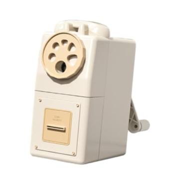 Imagem de WeiLaiKeQi Apontador de lápis manual portátil para lápis e de cor com ponto ajustável, manivela para o escritório aula, Branco