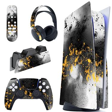 Imagem de PlayVital Secret Realm Conjunto completo de decalque skin para console PS5 edição de disco, adesivo de vinil para controle PS5, estação de carregamento, fone de ouvido e controle remoto de mídia