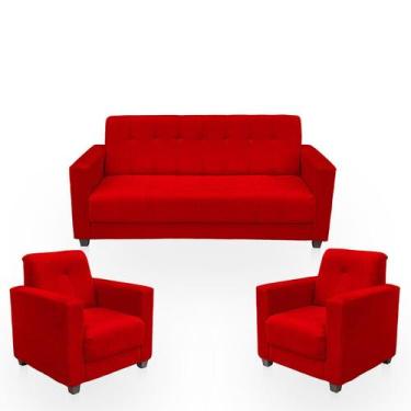 Imagem de Sofá + 2 Poltrona Para Sala de Estar Moderno Confortável Veneza Suede 