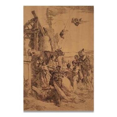 Imagem de Nativity of Jesus Giovanni Battista Tiepolo Impressão em tela – Obra-prima rococó barroca, pintura escolar de Veneza, pintura a óleo decorativa para galeria doméstica 70 x 105 cm