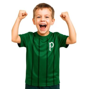 Imagem de Camiseta Infantil Palmeiras Listrada Oficial - Revedor, Tam 2, Verde