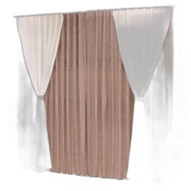 Imagem de Cortina Bhaly Jacquard E Voal 2,00 X 1,70 Trilho Comum Bege - Top Chic