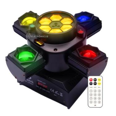 Imagem de Canhão de Luz Moving Profissional 80W com LEDs RGBW, Lasers e Controle