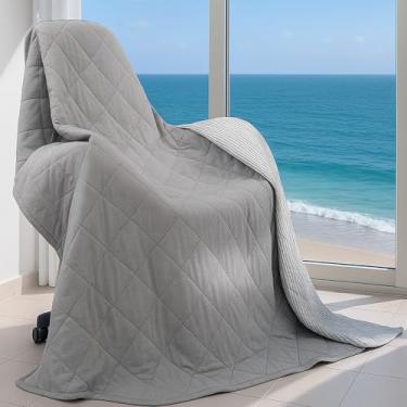 Imagem de DOWNCOOL Cobertor refrescante, cobertor cinza reversível para dormir quente, edredom de verão respirável, leve e macio Q-Max>0,4 edredom frio Arc-Chill, 152 cm x 172 cm
