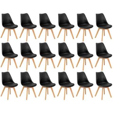 Imagem de Conjunto 18 Cadeiras de Jantar Eames Wood Leda Design Estofada - Preto