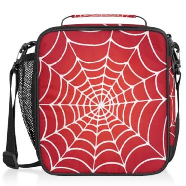 Imagem de Lancheira infantil com teia de aranha vermelha, lancheira isolada, grande, bolsa térmica para meninos e meninas, lancheira reutilizável para escritório, trabalho, escola