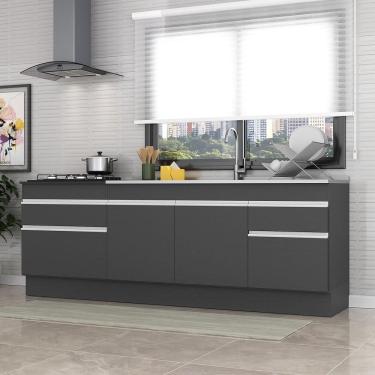 Imagem de Kit 2 Balcões Gabinete Pia 150cm E Cooktop 70cm Preto/branco