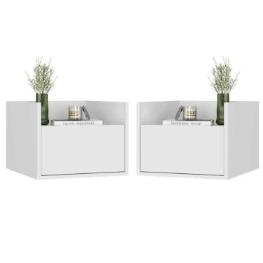 Imagem de Kit Com 2 Mesas De Cabeceira 40Cm Suspensa Multimóveis V4043 Branca Branco
