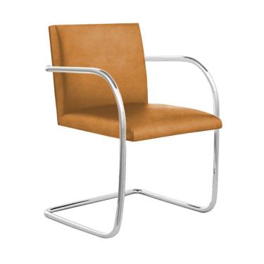 Imagem de Cadeira Brno Couro Natural Caramelo Tubular Cromada Cor Bege