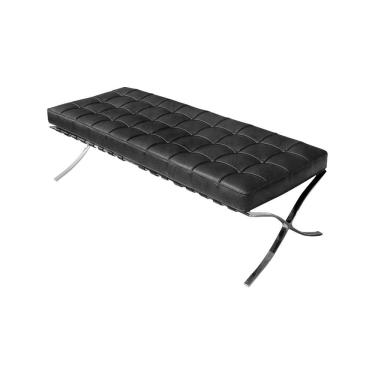 Imagem de Banco Barcelona Couro Naural Preto Base Inox Cor Preto