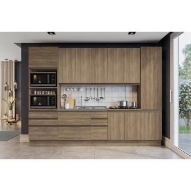 Imagem de Kit De Cozinha Modulada 3 Peças Maxxi (2 Armários + 1 Paneleiro) Cpt34 Nogal - Kappesberg