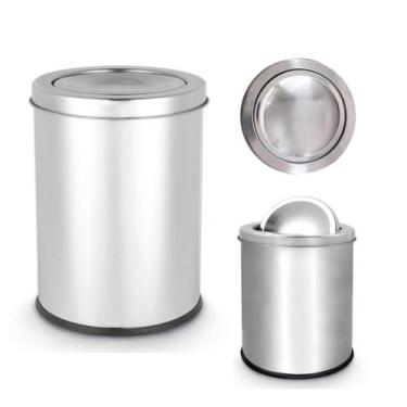 Imagem de Lixeira Em Aço Inox Premium Basculante 3 Litros Base Emborrachada Cozi