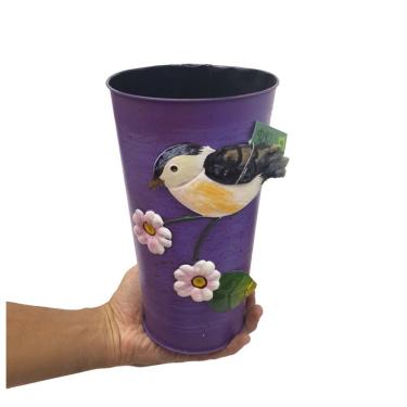 Imagem de Vaso Jardim Quintal Varanda Passaro Flor De Ferro Roxo