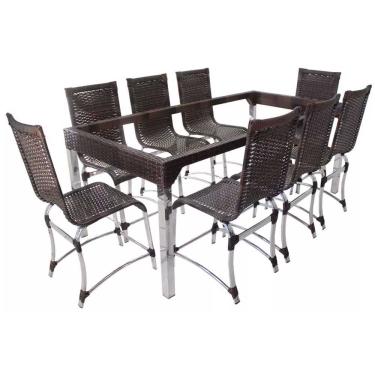 Imagem de 8 Cadeiras E Mesa Haiti Alumínio Cozinha Trama Original Argila