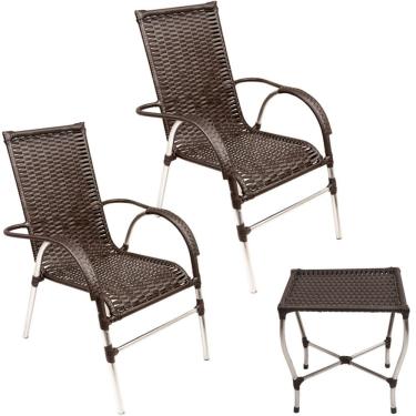 Imagem de Cadeiras E Mesa De Centro Para Varanda E Piscina Trama Tabaco