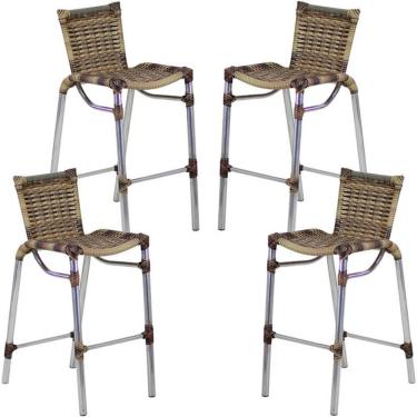 Imagem de 4 Banqueta Alumínio Fortaleza Alta Para Balcão, Cozinha Capuccino