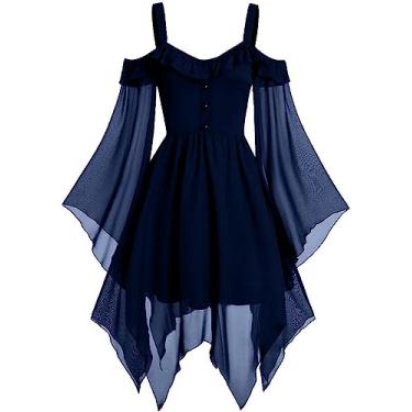 Imagem de Vestido de Halloween, vestido de festa de Halloween para mulheres, fantasia de fada, fantasia de mulher bonita, vestido feminino de renda de Halloween, vestido rodado, vestido renascentista, vestido