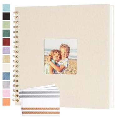 Imagem de Bonyomor Álbum De Fotos Scrapbook 10X10" Com 80 Páginas, Capa Dura, Papel Kraft, Linho, Memórias, Faça Você Mesmo, Álbuns Para Casamento, Bebê, Namorado, Viagem, Aniversário, Família, Bege