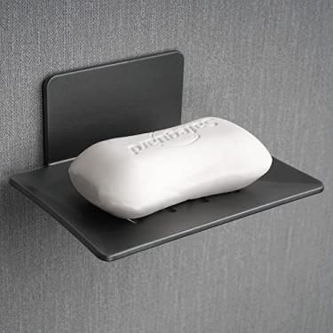 Imagem de LUEXBOX Porta-Sabonetes Para Banheiro, Suporte Saboneteira Com Bandeja Autodrenante, Chuveiro De Parede, Recipiente Autoadesivo 4 Compartimentos (Cinza Escuro)