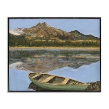 Imagem de Stupell Industries Design de arte giclée emoldurado preto com vista de canoa do lago alpino por Michael Willett, 50 x 40 cm