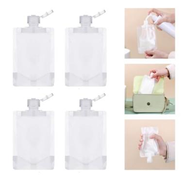 Imagem de Kit Frascos Viagem 4un Porta Shampoo Condicionador 100ml (Transparente)