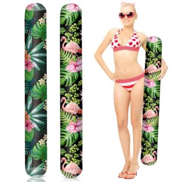 Imagem de WinnerWhy 2 peças de macarrão inflável para piscina, Havaí, 104 cm, boia de piscina tropical inflável para o verão, adulto, piscina, praia, Havaí, festa, esportes, jogos aquáticos (folhas de palmeira)