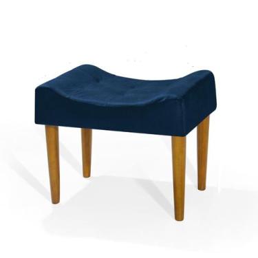 Imagem de Puff banqueta pés palito retro retangular penteadeira cor azul marinho
