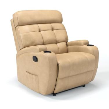 Imagem de Poltrona do Papai Reclinável Manual em Corino Importado com Massageador (Bege)