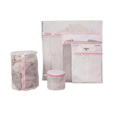 Imagem de Conjunto de 6 sacos de roupa de malha duráveis ​​para roupas delicadas, com alças para cabides, 4 sacos de roupa de tamanhos variados com 2 sacos para lavar sutiã e calcinha