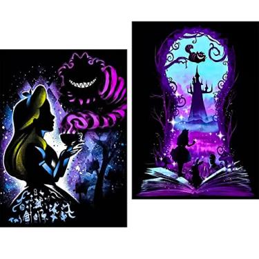 Imagem de JYLMOOD 2 kits de pintura de diamante de desenho animado para adultos, kits de arte de diamante 5D para crianças iniciantes, faça você mesmo com strass de diamante completo com ferramentas acessórios