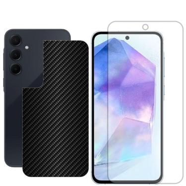 Imagem de Película Hidrogel + Adesivo Fibra De Carbono Para Samsung Galaxy A55 5g - Preta
