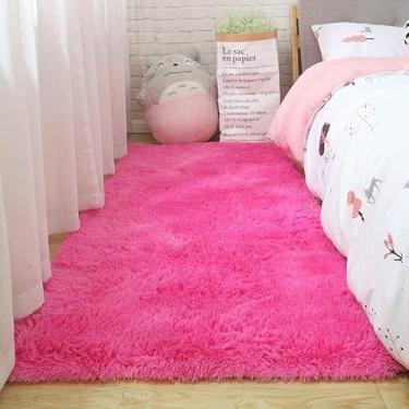 Imagem de Passadeira Quarto Felpudo Peludo Rosa 60 X 180 Cm