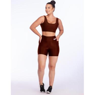 Imagem de Conjunto Short e Top Com Leve Canelado Tecido Grosso Modela Bumbum Top