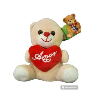 Imagem de Urso  de pelúcia com coração de 13cm frase Amo - Fizzy 