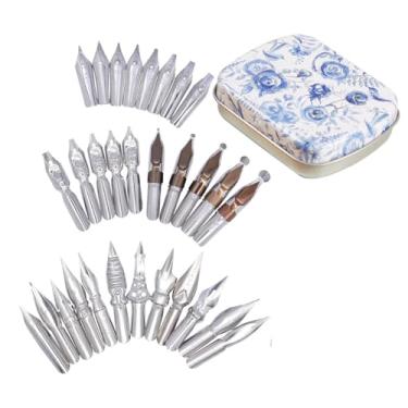 Imagem de SIPLIV Conjunto de 30 pontas de caneta cômica de aço inoxidável para caligrafia, conjunto de pontas, pontas de mangá, pontas de caneta-tinteiro substituições com caixa de armazenamento de aço (Torre
