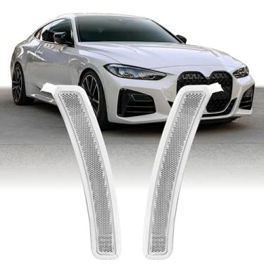 Imagem de USR 21-24 G22 4 Series Refletor lateral – para-choque dianteiro (esquerda + direita) par - compatível com BMW 430i / M440i G22 / Bimmer 2 portas 2021-2024 / 2023 M4 (refletores de lente transparente)