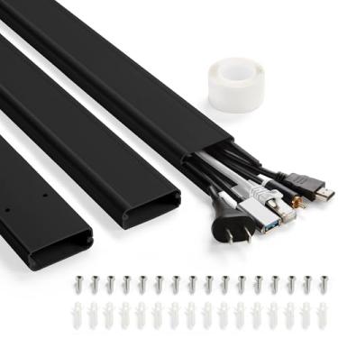 Imagem de Escondedor de cabo de TV de 119.4 cm, ocultador de cabos YCLYC para montagem na parede, ocultador de cabos grande, capas de fio pintáveis para cabos, organizador de cabos de gerenciamento de cabos,