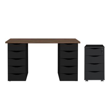 Imagem de Conjunto Escrivaninha E Gaveteiro Erfurt Nogal Preto