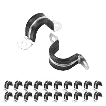 Imagem de JDHGSHL Alça rígida reforçada de 3/10.2 cm, 20 peças, 2 furos, suporte em U, braçadeira isolada acolchoada de borracha, braçadeiras de correia de conduítes para fixação de tubos em várias superfícies