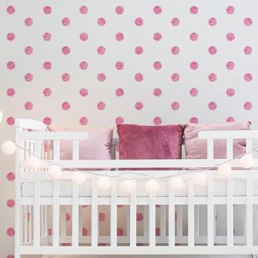 Imagem de Adesivo de Parede Bolinhas Aquarela Rosa 4cm 144un - Quartinhos